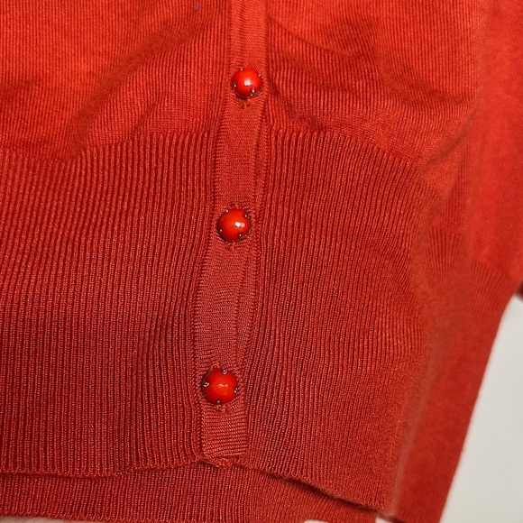 Premise Bold Rust color Women's Cardigan with decorative buttons - Picture 4 of 10